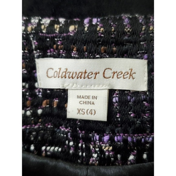 Coldwater Creek Women's Purple Polyester Tweed 3/4 Sleeve Blazer Jacket Size XS - Picture 8 of 11